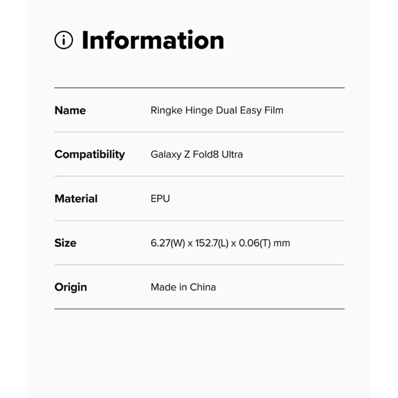 Ringke รุ่น Hinge Dual Easy Film - ฟิล์มแกนพับ Galaxy Z Fold 8 Ultra (ฟิล์ม2ชิ้น)