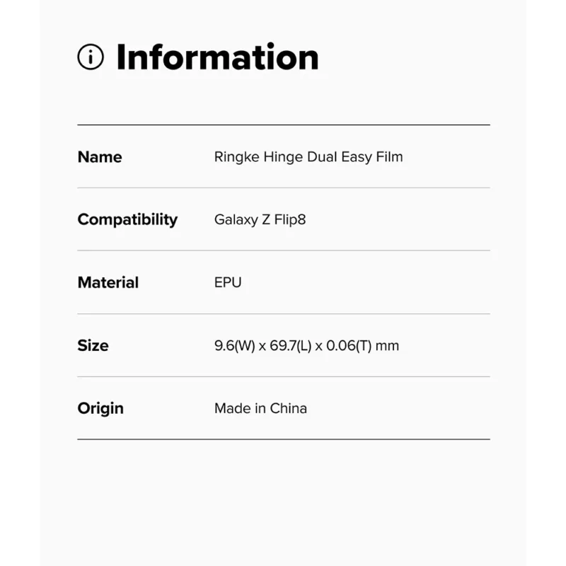 Ringke รุ่น Hinge Dual Easy Film - ฟิล์มกระจก Galaxy Z Flip 8 (ฟิล์ม2ชิ้น)