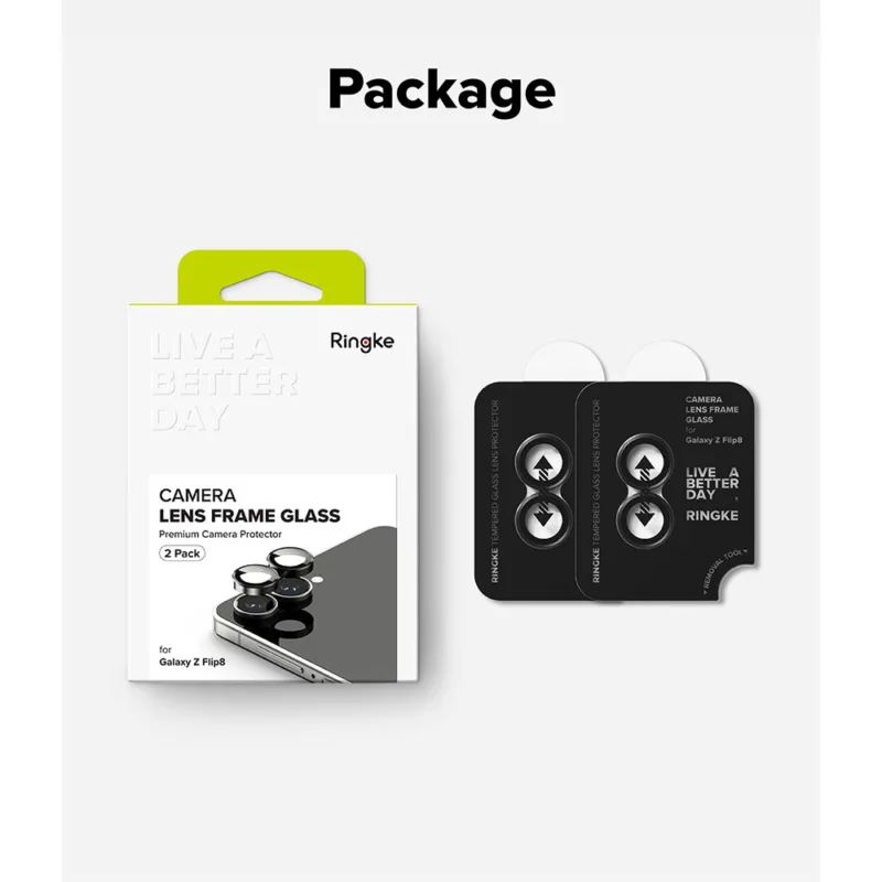 Ringke รุ่น Camera Lens Frame Glass - กระจกเลนส์กล้อง Galaxy Z Flip 8 (ฟิล์ม2ชิ้น)