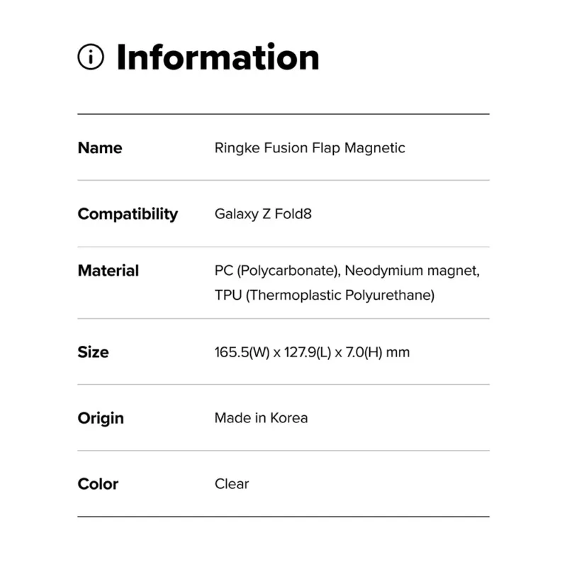 Ringke รุ่น Fusion Flap Magnetic - เคส Galaxy Z Fold 8 - สี Clear