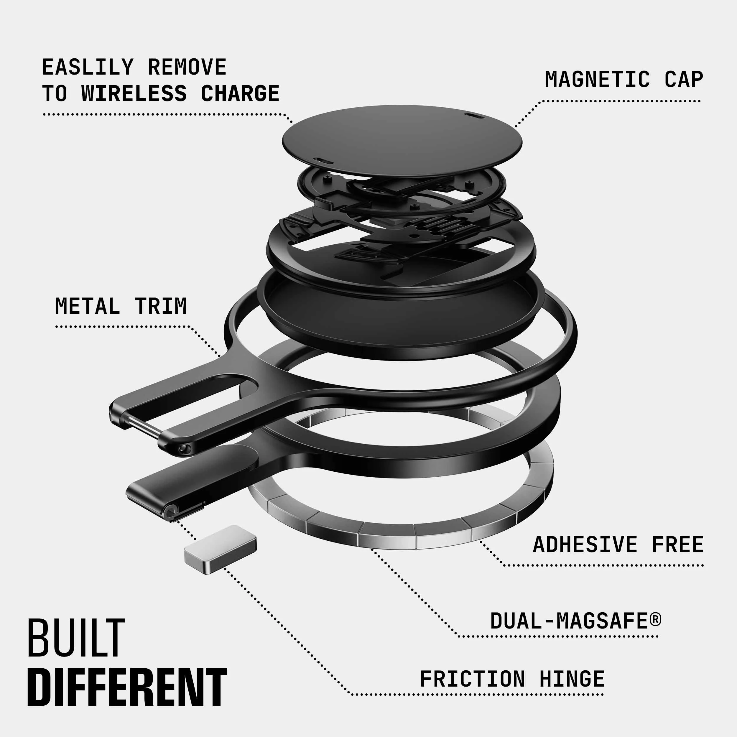 ohsnap! รุ่น Snap Grip Stand - แหวนติดหลังมือถือ - สี Black 2 ohsnap! รุ่น Snap Grip Stand - แหวนติดหลังมือถือ - สี Black - Image 2
