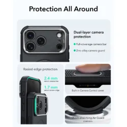 ESR รุ่น Cyber Tough Stash Stand (Camera Control) - เคส iPhone 18 Pro / 17 Pro - สี Black 13 ESR รุ่น Cyber Tough Stash Stand (Camera Control) - เคส iPhone 18 Pro / 17 Pro - สี Black