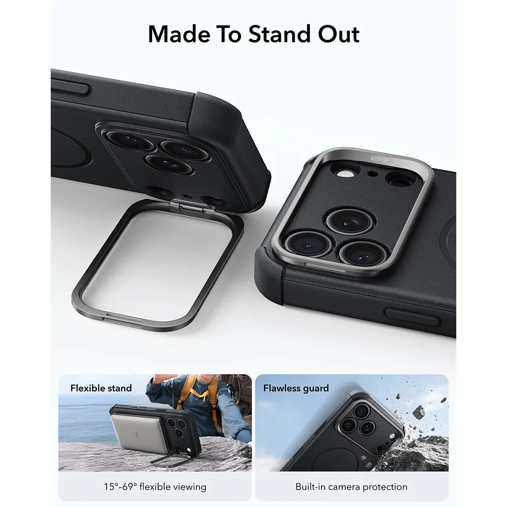 ESR รุ่น Cyber Tough Stash Stand (Camera Control) - เคส iPhone 18 Pro / 17 Pro - สี Black 4 ESR รุ่น Cyber Tough Stash Stand (Camera Control) - เคส iPhone 18 Pro / 17 Pro - สี Black - Image 4