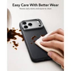 ESR รุ่น Leather Stash Stand (Camera Control) - เคส iPhone 18 Pro / 17 Pro - สี Black