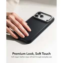 ESR รุ่น Leather Stash Stand (Camera Control) - เคส iPhone 18 Pro / 17 Pro - สี Black