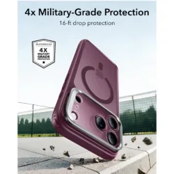 ESR รุ่น Classic Hybrid Stash Stand (Camera Control) - เคส iPhone 18 Pro / 17 Pro - สี Frosted Deep Burgundy 8 ESR รุ่น Classic Hybrid Stash Stand (Camera Control) - เคส iPhone 18 Pro / 17 Pro - สี Frosted Deep Burgundy