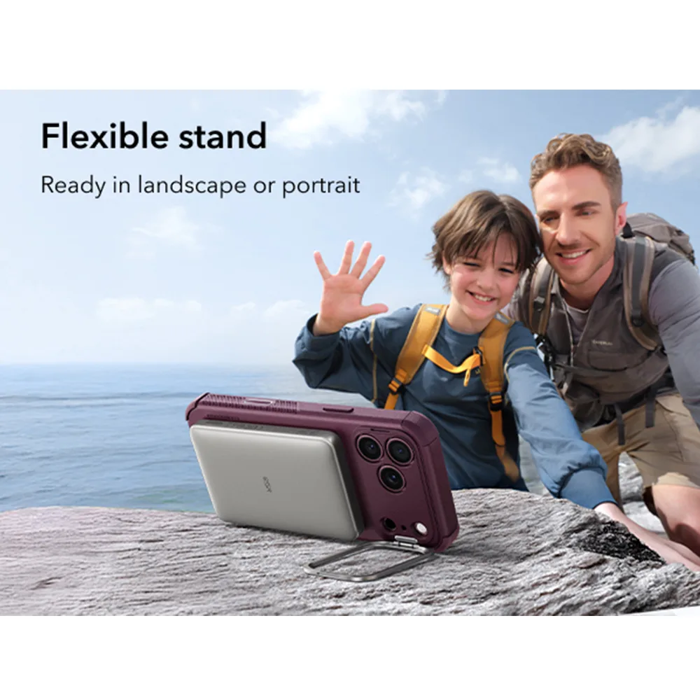 ESR รุ่น Cyber Tough Stash Stand (Camera Control) - เคส iPhone 18 Pro Max / 17 Pro Max - สี Deep Burgundy 8 ESR รุ่น Cyber Tough Stash Stand (Camera Control) - เคส iPhone 18 Pro Max / 17 Pro Max - สี Deep Burgundy - Image 8