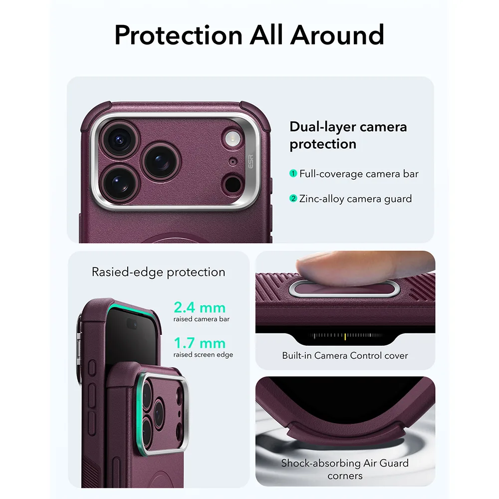 ESR รุ่น Cyber Tough Stash Stand (Camera Control) - เคส iPhone 18 Pro Max / 17 Pro Max - สี Deep Burgundy 5 ESR รุ่น Cyber Tough Stash Stand (Camera Control) - เคส iPhone 18 Pro Max / 17 Pro Max - สี Deep Burgundy - Image 5
