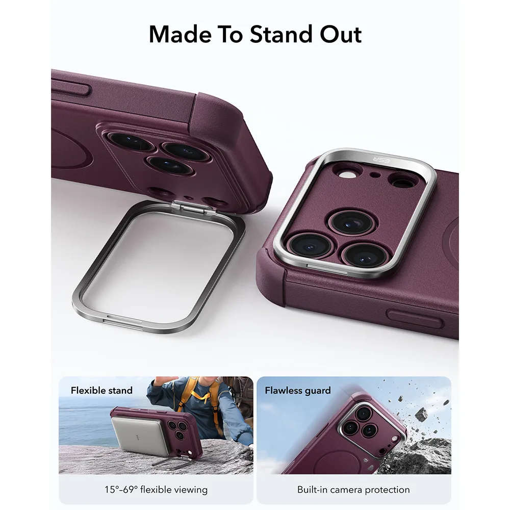 ESR รุ่น Cyber Tough Stash Stand (Camera Control) - เคส iPhone 18 Pro Max / 17 Pro Max - สี Deep Burgundy 4 ESR รุ่น Cyber Tough Stash Stand (Camera Control) - เคส iPhone 18 Pro Max / 17 Pro Max - สี Deep Burgundy - Image 4
