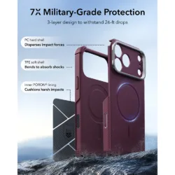 ESR รุ่น Cyber Tough Stash Stand (Camera Control) - เคส iPhone 18 Pro Max / 17 Pro Max - สี Deep Burgundy 11 ESR รุ่น Cyber Tough Stash Stand (Camera Control) - เคส iPhone 18 Pro Max / 17 Pro Max - สี Deep Burgundy