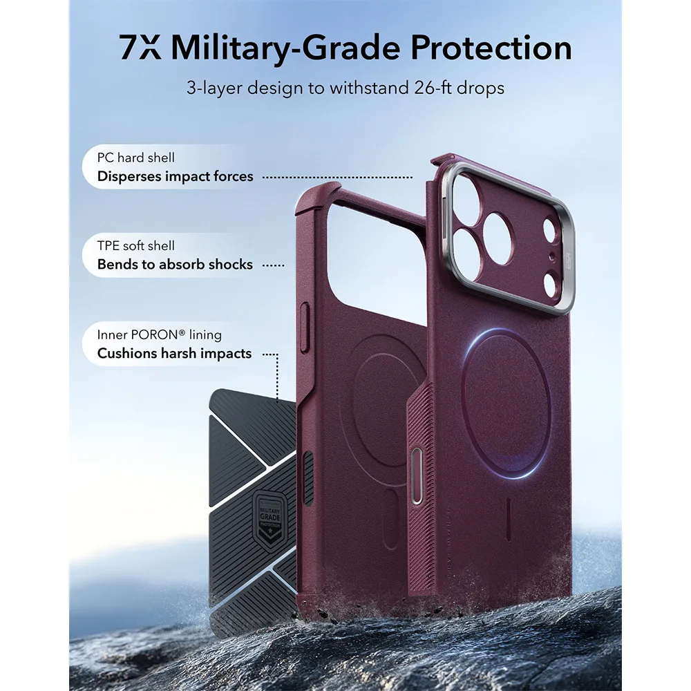 ESR รุ่น Cyber Tough Stash Stand (Camera Control) - เคส iPhone 18 Pro Max / 17 Pro Max - สี Deep Burgundy 3 ESR รุ่น Cyber Tough Stash Stand (Camera Control) - เคส iPhone 18 Pro Max / 17 Pro Max - สี Deep Burgundy - Image 3