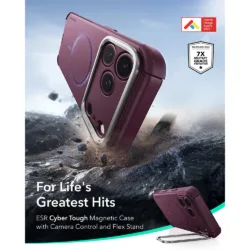 ESR รุ่น Cyber Tough Stash Stand (Camera Control) - เคส iPhone 18 Pro Max / 17 Pro Max - สี Deep Burgundy 10 ESR รุ่น Cyber Tough Stash Stand (Camera Control) - เคส iPhone 18 Pro Max / 17 Pro Max - สี Deep Burgundy
