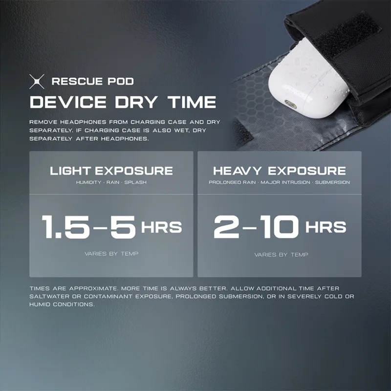 UAG รุ่น DRYOUT® Rescue AirPods Pouch - กระเป๋าดูดความชื้นใส่หูฟัง / AirPods - สี Black
