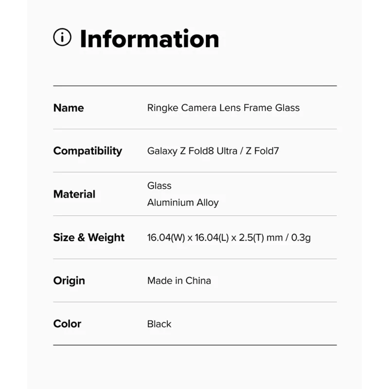 Ringke รุ่น Camera Lens Frame Glass - กระจกเลนส์กล้อง Galaxy Z Fold 8 Ultra / Fold 7 (ฟิล์ม2ชั้น) 24 Ringke รุ่น Camera Lens Frame Glass - กระจกเลนส์กล้อง Galaxy Z Fold 8 Ultra / Fold 7 (ฟิล์ม2ชั้น)
