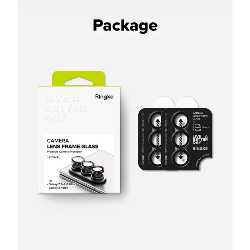 Ringke รุ่น Camera Lens Frame Glass - กระจกเลนส์กล้อง Galaxy Z Fold 8 Ultra / Fold 7 (ฟิล์ม2ชั้น)