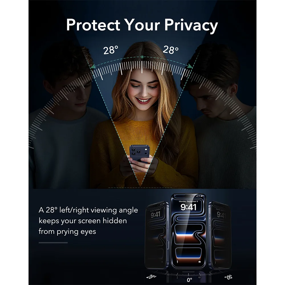 ESR รุ่น UltraFit Armorite® Screen Protector (Privacy) - ฟิล์มกระจก iPhone 18 Pro (แพ็ค 2 ชิ้น) 4 ESR รุ่น UltraFit Armorite® Screen Protector (Privacy) - ฟิล์มกระจก iPhone 18 Pro (แพ็ค 2 ชิ้น) - Image 4