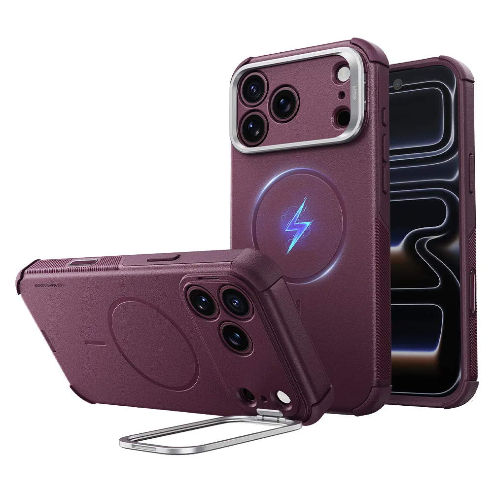 ESR รุ่น Cyber Tough Stash Stand (Camera Control) - เคส iPhone 18 Pro Max / 17 Pro Max - สี Deep Burgundy 1 ESR รุ่น Cyber Tough Stash Stand (Camera Control) - เคส iPhone 18 Pro Max / 17 Pro Max - สี Deep Burgundy
