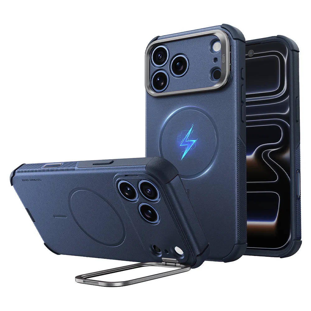 ESR รุ่น Cyber Tough Stash Stand (Camera Control) - เคส iPhone 18 Pro / 17 Pro - สี Navy Blue 1 ESR รุ่น Cyber Tough Stash Stand (Camera Control) - เคส iPhone 18 Pro / 17 Pro - สี Navy Blue