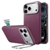 ESR รุ่น Leather Stash Stand (Camera Control) - เคส iPhone 18 Pro / 17 Pro - สี Deep Burgundy