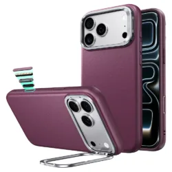 ESR รุ่น Leather Stash Stand (Camera Control) - เคส iPhone 18 Pro Max / 17 Pro Max - สี  Deep Burgundy