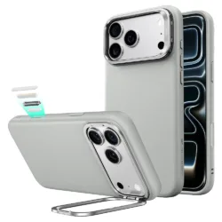 ESR รุ่น Leather Stash Stand (Camera Control) - เคส iPhone 18 Pro Max / 17 Pro Max - สี  Grey