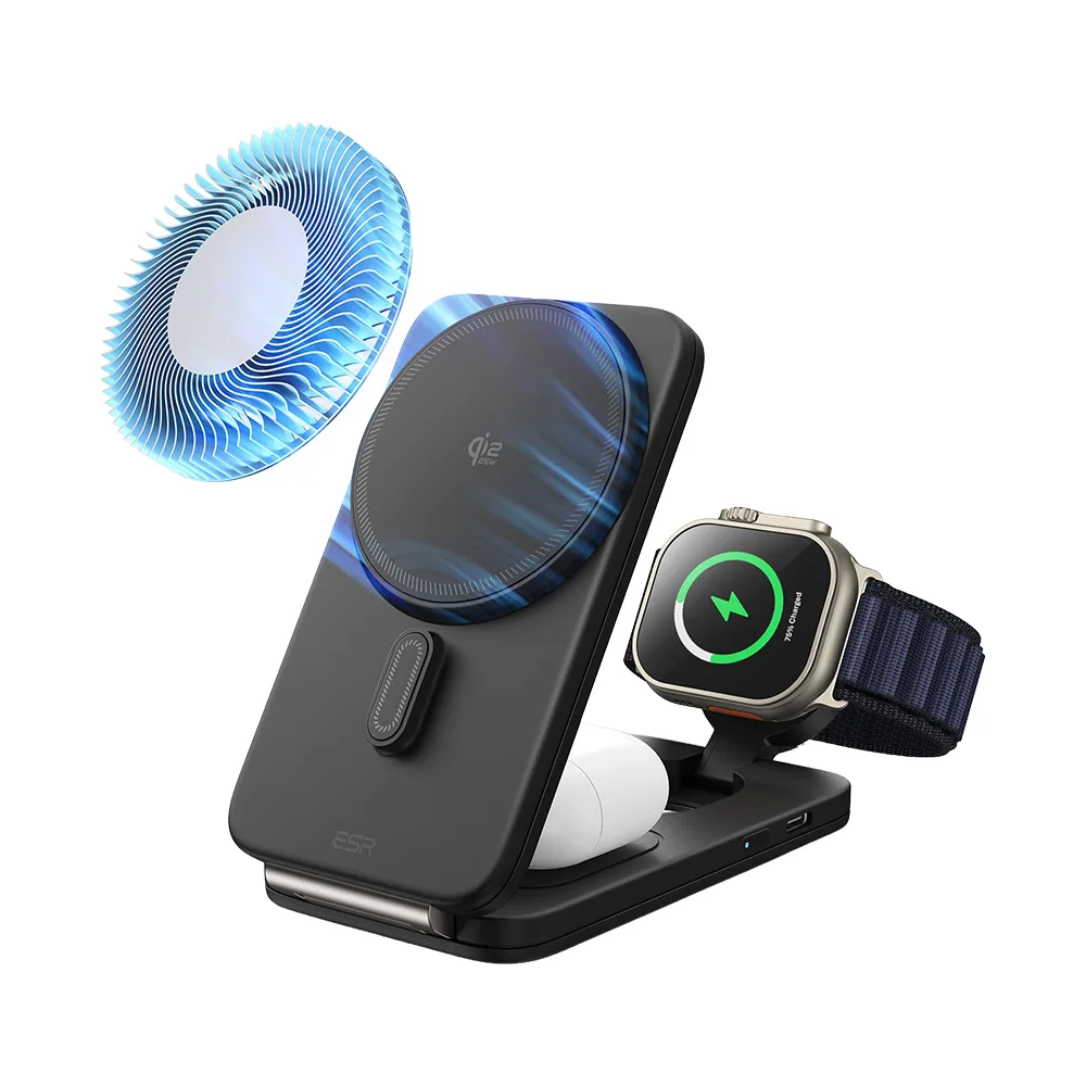 ESR รุ่น Qi2.2 3 in 1 Magnetic Charging Station CryoBoost (35W) - แท่นชาร์จ - สี Black 1 ESR รุ่น Qi2.2 3 in 1 Magnetic Charging Station CryoBoost (35W) - แท่นชาร์จ - สี Black