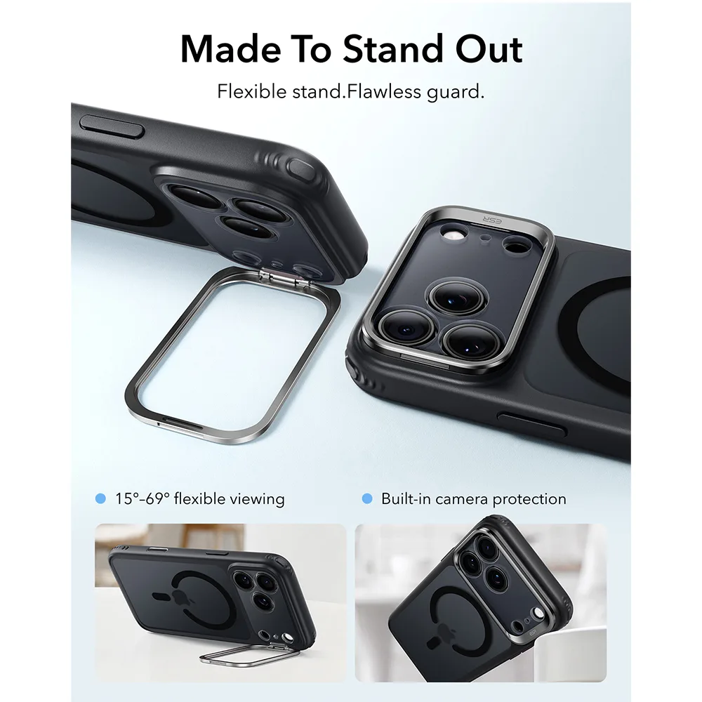 ESR รุ่น Classic Hybrid Stash Stand (Camera Control) - เคส iPhone 18 Pro / 17 Pro - สี Frosted Black 4 ESR รุ่น Classic Hybrid Stash Stand (Camera Control) - เคส iPhone 18 Pro / 17 Pro - สี Frosted Black - Image 4
