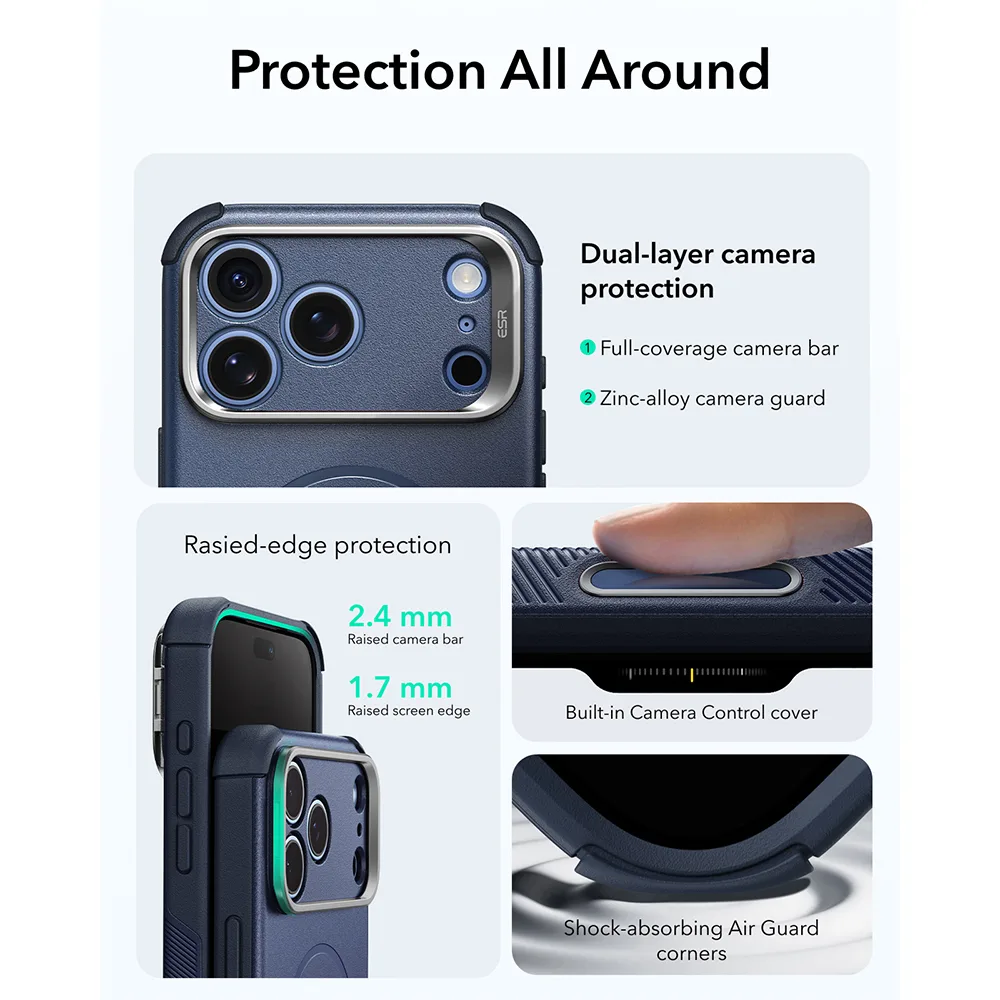 ESR รุ่น Cyber Tough Stash Stand (Camera Control) - เคส iPhone 18 Pro / 17 Pro - สี Navy Blue 5 ESR รุ่น Cyber Tough Stash Stand (Camera Control) - เคส iPhone 18 Pro / 17 Pro - สี Navy Blue - Image 5