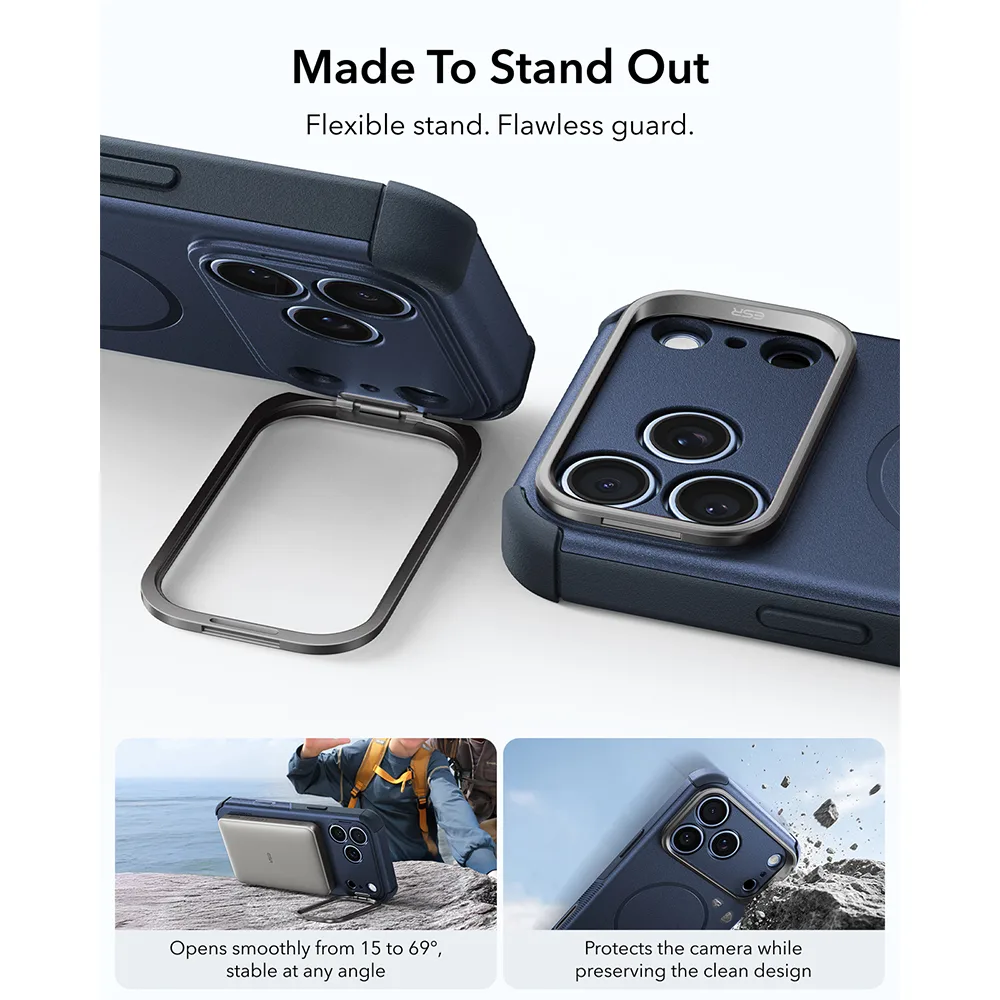 ESR รุ่น Cyber Tough Stash Stand (Camera Control) - เคส iPhone 18 Pro / 17 Pro - สี Navy Blue 4 ESR รุ่น Cyber Tough Stash Stand (Camera Control) - เคส iPhone 18 Pro / 17 Pro - สี Navy Blue - Image 4