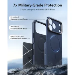 ESR รุ่น Cyber Tough Stash Stand (Camera Control) - เคส iPhone 18 Pro / 17 Pro - สี Navy Blue 11 ESR รุ่น Cyber Tough Stash Stand (Camera Control) - เคส iPhone 18 Pro / 17 Pro - สี Navy Blue