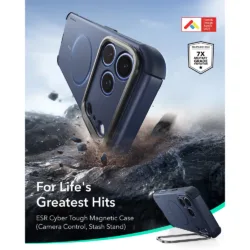 ESR รุ่น Cyber Tough Stash Stand (Camera Control) - เคส iPhone 18 Pro / 17 Pro - สี Navy Blue 10 ESR รุ่น Cyber Tough Stash Stand (Camera Control) - เคส iPhone 18 Pro / 17 Pro - สี Navy Blue