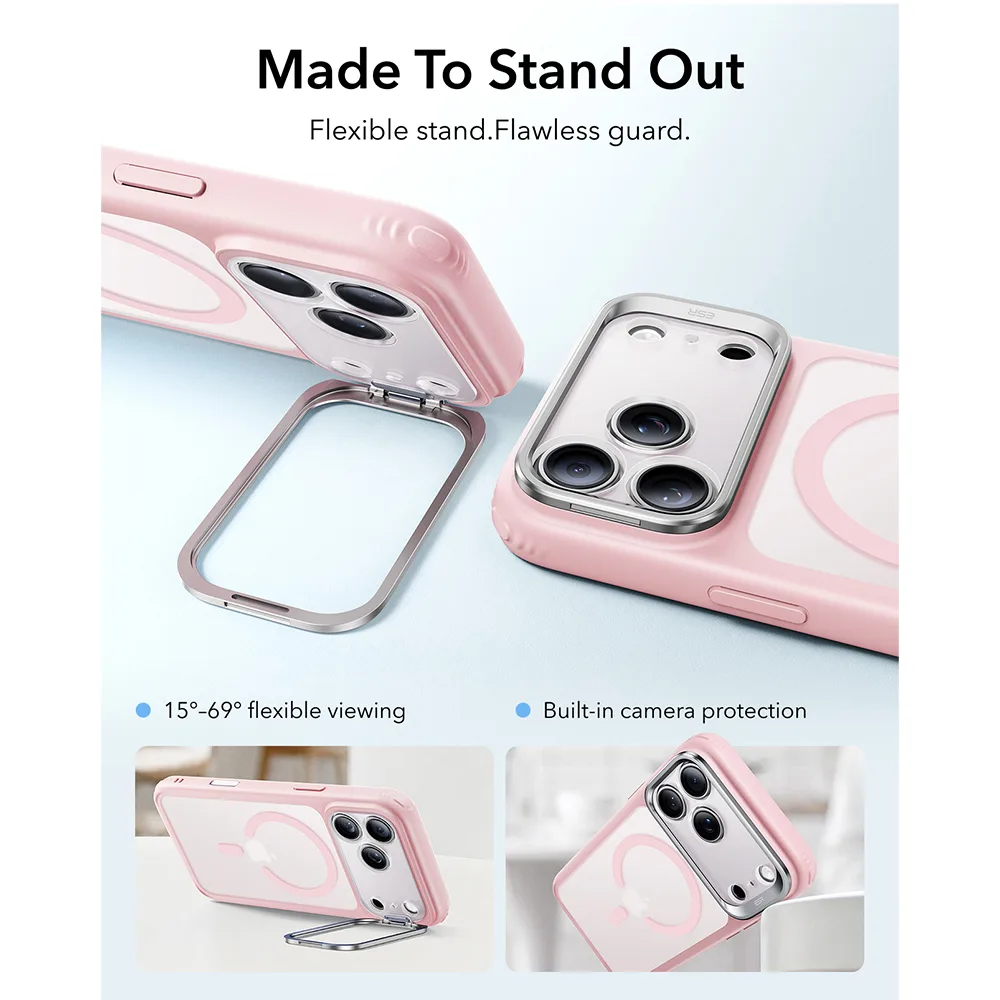 ESR รุ่น Classic Hybrid Stash Stand (Camera Control) - เคส iPhone 18 Pro / 17 Pro - สี Frosted Bubblegum Pink 4 ESR รุ่น Classic Hybrid Stash Stand (Camera Control) - เคส iPhone 18 Pro / 17 Pro - สี Frosted Bubblegum Pink - Image 4