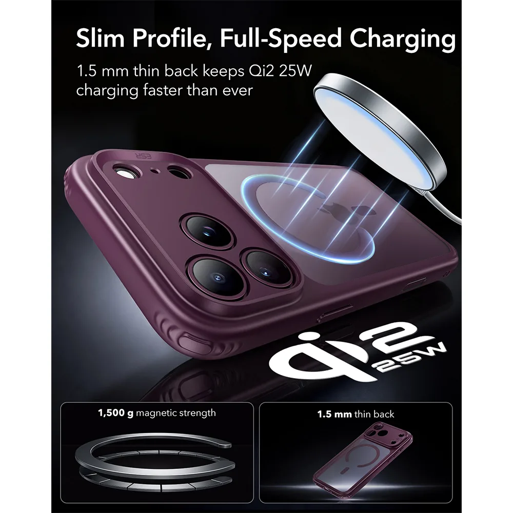 ESR รุ่น Classic Hybrid (Camera Control) - เคส iPhone 18 Pro / 17 Pro - สี Frosted Deep Burgundy 5 ESR รุ่น Classic Hybrid (Camera Control) - เคส iPhone 18 Pro / 17 Pro - สี Frosted Deep Burgundy - Image 5