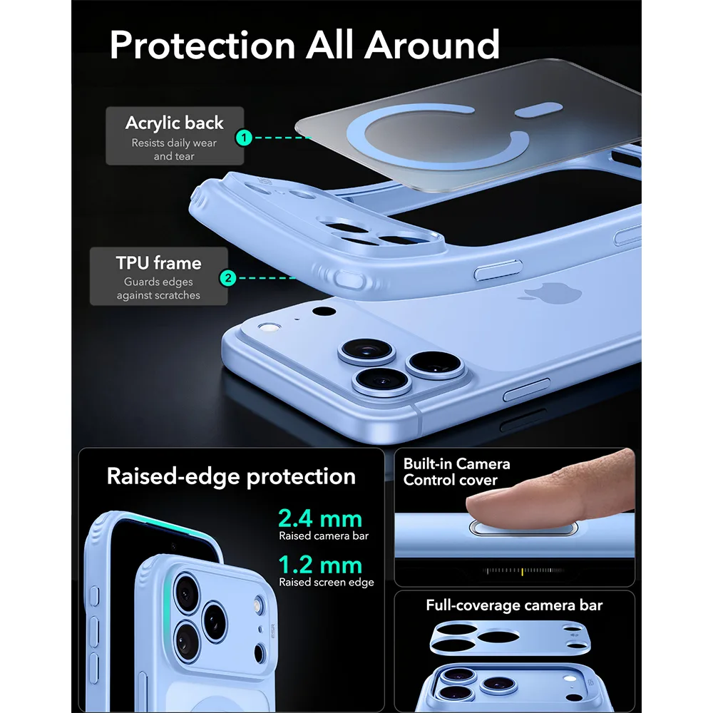 ESR รุ่น Classic Hybrid (Camera Control) - เคส iPhone 18 Pro / 17 Pro - สี Frosted Light Blue 4 ESR รุ่น Classic Hybrid (Camera Control) - เคส iPhone 18 Pro / 17 Pro - สี Frosted Light Blue - Image 4