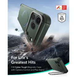 ESR รุ่น Cyber Tough Stash Stand (Camera Control) - เคส iPhone 18 Pro Max / 17 Pro Max - สี Green 10 ESR รุ่น Cyber Tough Stash Stand (Camera Control) - เคส iPhone 18 Pro Max / 17 Pro Max - สี Green
