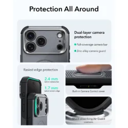 ESR รุ่น Cyber Tough Stash Stand (Camera Control) - เคส iPhone 18 Pro Max / 17 Pro Max - สี Grey 13 ESR รุ่น Cyber Tough Stash Stand (Camera Control) - เคส iPhone 18 Pro Max / 17 Pro Max - สี Grey