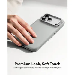 ESR รุ่น Leather Stash Stand (Camera Control) - เคส iPhone 18 Pro / 17 Pro - สี Grey