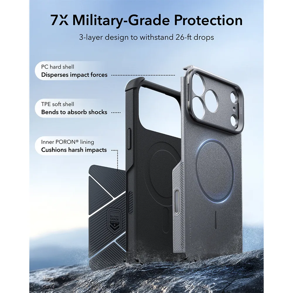 ESR รุ่น Cyber Tough Stash Stand (Camera Control) - เคส iPhone 18 Pro Max / 17 Pro Max - สี Grey 3 ESR รุ่น Cyber Tough Stash Stand (Camera Control) - เคส iPhone 18 Pro Max / 17 Pro Max - สี Grey - Image 3