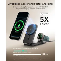 ESR รุ่น Qi2.2 3 in 1 Magnetic Charging Station CryoBoost (35W) - แท่นชาร์จ - สี Black 10 ESR รุ่น Qi2.2 3 in 1 Magnetic Charging Station CryoBoost (35W) - แท่นชาร์จ - สี Black
