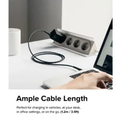 Ringke รุ่น Fast Charging Pastel Cable สายชาร์จ C-to-Lightning 20W ยาว 1.2m - สี Black