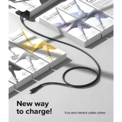 Ringke รุ่น Fast Charging Pastel Cable สายชาร์จ C-to-Lightning 20W ยาว 1.2m - สี Black