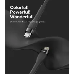 Ringke รุ่น Fast Charging Pastel Cable สายชาร์จ C-to-Lightning 20W ยาว 1.2m - สี Black