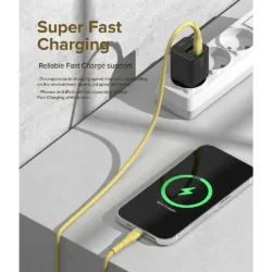 Ringke รุ่น Fast Charging Pastel Cable สายชาร์จ C-to-Lightning 20W ยาว 2m - สี Yellow