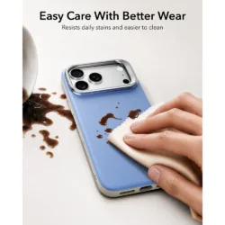 ESR รุ่น Leather Stash Stand (Camera Control) - เคส iPhone 18 Pro Max / 17 Pro Max - สี Light Blue