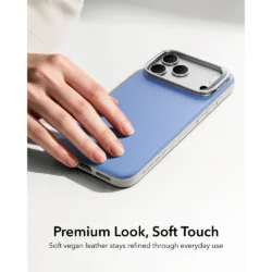 ESR รุ่น Leather Stash Stand (Camera Control) - เคส iPhone 18 Pro Max / 17 Pro Max - สี Light Blue
