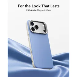 ESR รุ่น Leather Stash Stand (Camera Control) - เคส iPhone 18 Pro Max / 17 Pro Max - สี Light Blue