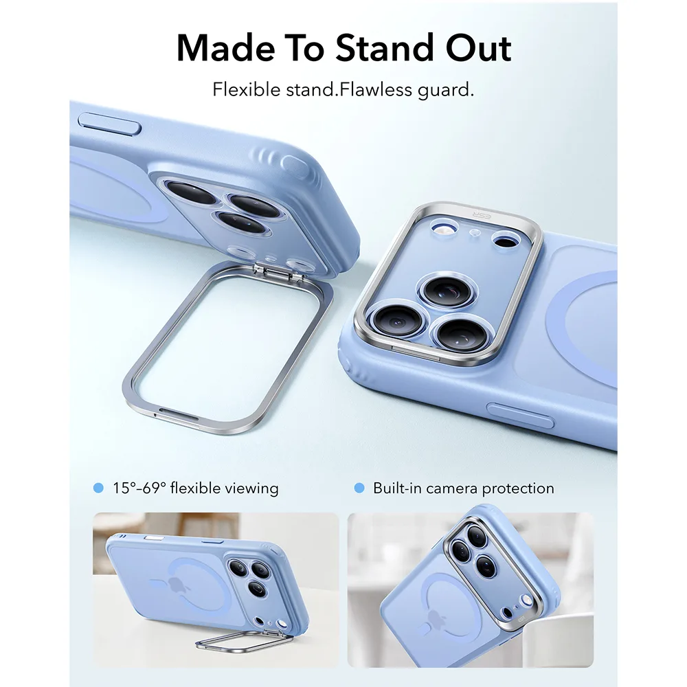 ESR รุ่น Classic Hybrid Stash Stand (Camera Control) - เคส iPhone 18 Pro Max / 17 Pro Max - สี Frosted Light Blue 4 ESR รุ่น Classic Hybrid Stash Stand (Camera Control) - เคส iPhone 18 Pro Max / 17 Pro Max - สี Frosted Light Blue - Image 4