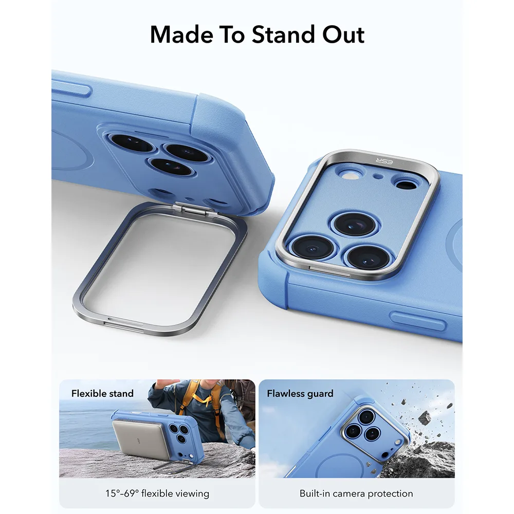 ESR รุ่น Cyber Tough Stash Stand (Camera Control) - เคส iPhone 18 Pro Max / 17 Pro Max - สี Light Blue 4 ESR รุ่น Cyber Tough Stash Stand (Camera Control) - เคส iPhone 18 Pro Max / 17 Pro Max - สี Light Blue - Image 4