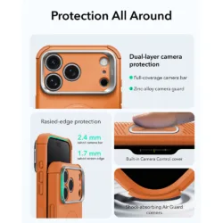 ESR รุ่น Cyber Tough Stash Stand (Camera Control) - เคส iPhone 18 Pro Max / 17 Pro Max - สี Orange 13 ESR รุ่น Cyber Tough Stash Stand (Camera Control) - เคส iPhone 18 Pro Max / 17 Pro Max - สี Orange