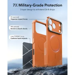 ESR รุ่น Cyber Tough Stash Stand (Camera Control) - เคส iPhone 18 Pro Max / 17 Pro Max - สี Orange 11 ESR รุ่น Cyber Tough Stash Stand (Camera Control) - เคส iPhone 18 Pro Max / 17 Pro Max - สี Orange